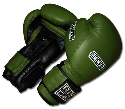 Ring to Cage 20oz, 22oz, 24oz Deluxe MiM-Foam Sparring Gloves - Safety Strap Boxing Training Gloves, for Boxing, MMA, Muay Thai, Kickboxing - color: Marine Green/Black, size: 20oz