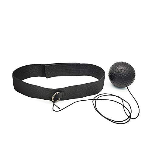 LIPOVOLT® Boxing Fight Ball with Head Band for Reflex Speed Training Punching Exercise (Black)