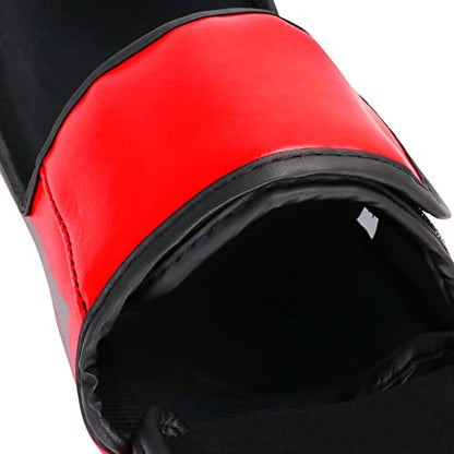MMA Martial Arts Shin Guards,Muay Thai | Padded, Adjustable, Instep Protection, Muay Thai,Kickboxing,MMA Training, Professional Equipment - color: Red, size: Large