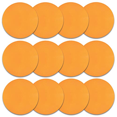 Poly Spots Spot Markers 9 Inch Multicolor Floor Dots | Non Slip Poly Dots for Gym Floor, Ideal for Sports Training, Agility Drills, Football and Dance Studio Markers - style: 12Pcs Orange