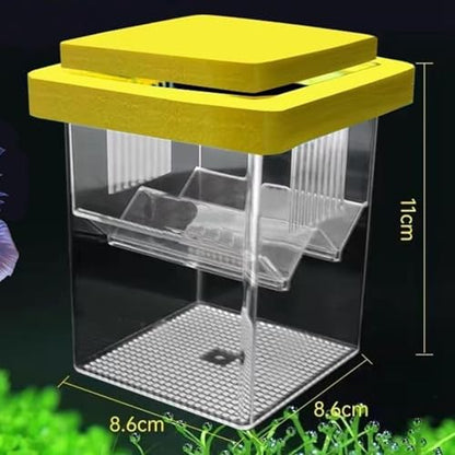 Breeder Box for Fish Tank, Aquarium Hatchery Nursery Box for Fry, Pregnant Fish, and Shrimp, Floating Isolation Tank with Suction Cups- Yellow