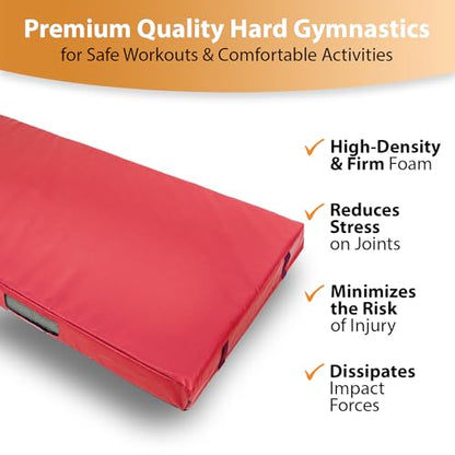 Foamma Gymnastics Mat - 6" x 3 ft x 8 ft, Red Landing Mat for Kids and Adults, Wrestling Mat with Waterproof Cover, High-Density Tumbling Mat, Gymnastics Equipment for Indoor and Outdoor - size: 3ft x 8ft, style: 6" Thickness