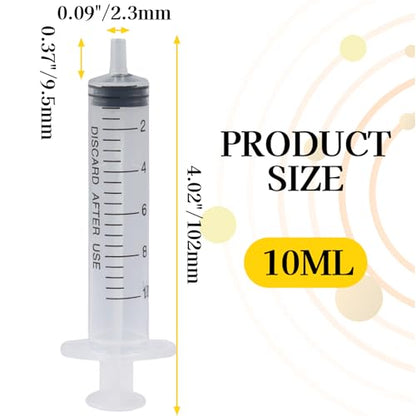 10ml Small Syringes Without Needle, 12 Pack Plastic Syringe with Cap for Pet Feeding, Scientific Labs, Glue, Oil & Precise Liquid Measurement - size: 10ml
