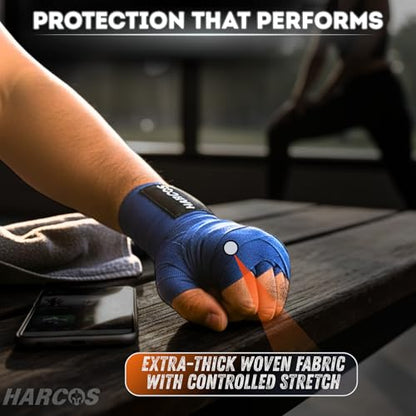 Harcos Boxing Hand Wraps 3.5M / 140 Inches – Soft Semi-Elastic MMA Hand Wraps with Wrist Support for Muay Thai, Kickboxing & Training – Thumb Loop & Hook-and-Loop Closure - color: Black