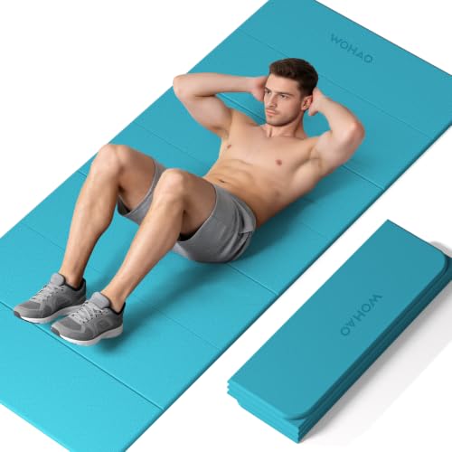 7-Fold Yoga Mat 74"x31" | 0.31 Inch Thick, Extra Wide Non-Slip POE Mat, For Travel, Storage, Yoga, Pilates, Meditation & Home Gym - color: Acid Blue
