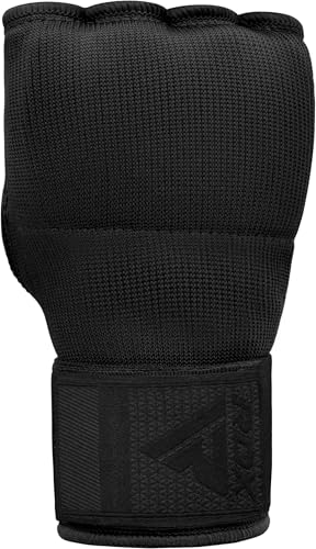 RDX Gel Boxing Hand Wraps Inner Gloves Men Women, Quick 100cm Long Wrist Straps, Elasticated Padded Fist Under Mitts Protection, Muay Thai MMA Kickboxing Martial Arts - color: Full Black, size: Medium