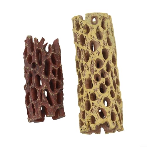 Aquarium Decoration Shrimp Hideout and Hermit Crab Climbing Toy with Reptile Moss Attachment for Small Animal Nesting Spot Resin Fish Tank Ornament