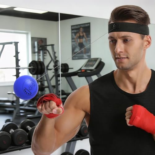 Punching Ball with Headband Adjustable Breathable Soft - color: Blue