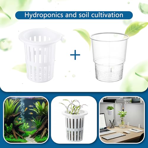 Novabright 2 Pack New Upgraded Large Aquarium Plant Holder with Hydroponic Cup 3.37 Inch Sick Hook and Suction Cup for Fish Tank Aquaponic Plant Cultivation and Aquascape Accessories Decoration(White)