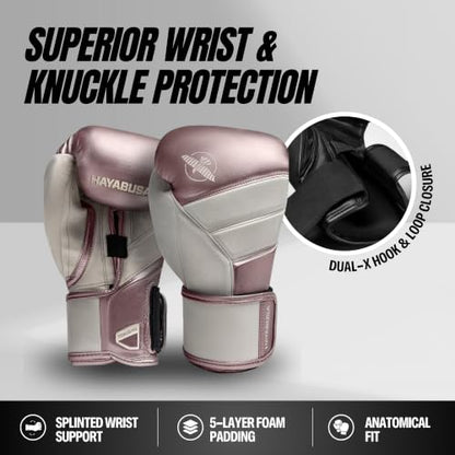Hayabusa T3 Boxing Gloves - Sparring - color: Rose Gold, size: 18oz