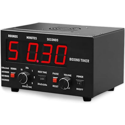 Classic Boxing Interval Timer,Professional Gymnastics Timer with LED Display,1 to12 Challenge Rounds and Adjustable Buzzer,Interval Timer for Workout/Gym Timer/Boxing Equipment Red - color: Red