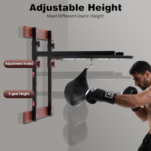 Speed Bag Platform Speed Bag Boxing Kit for Adults Height Adjustable Wall-Mounted Heavy Duty Boxing Training Equipment 360° Rotatable Speed Ball with Punching Ball Fits Home Gym Workout - color: Black 2 Mounting Boards