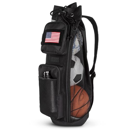 Mesh Sports Equipment Ball Bag with Shoulder Strap & Side Zipper | Heavy Duty Mesh, Side Zipper Access & Large Ball Capacity for Soccer, Basketball, Volleyball, Football, Training & Team Gear