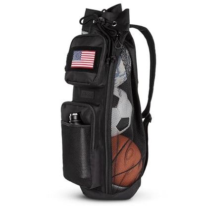 Mesh Sports Equipment Ball Bag with Shoulder Strap & Side Zipper | Heavy Duty Mesh, Side Zipper Access & Large Ball Capacity for Soccer, Basketball, Volleyball, Football, Training & Team Gear