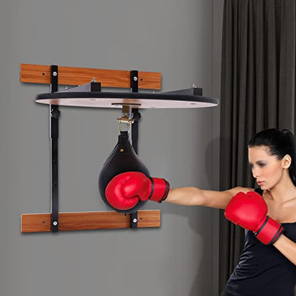 Speed Bag Platform Set, Heavy Duty Boxing Speedbag Kit, Wall Mounted Adjustable Speed Bag Platform Kit Professional Fitness Ball Boxing Reaction Training Kit 25.39*22.83" + speed bag (7.87")