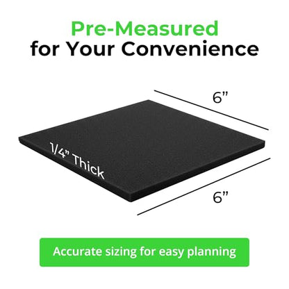 XCEL Neoprene Foam AntiVibration Pads with Adhesive 6" X 6" X 1/4" (8 Pieces)