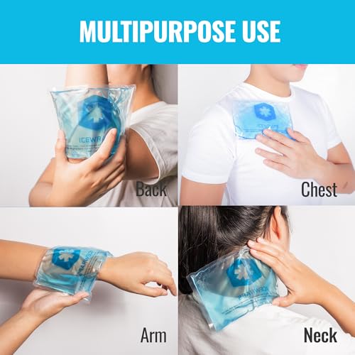 ICEWRAPS Reusable Ice Packs Compact 5 x 7 inches, Soft Cooling Pack 4 Pack
