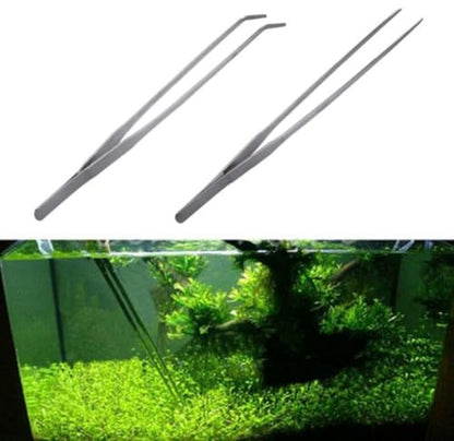 Aquarium Accessories Curved Aquarium Tweezers Aquarium Plant Shrimp Reef Tweezer Fish Tank Cleaner Stainless Steel Cleaning Tool