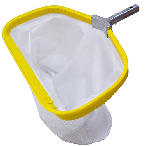 Professional Pool Net, Heavy Duty Skimmer Rake with Aluminum Frame, Fine Mesh Deep Bag Scoop for Cleaning Swimming Pool Leaf Pollen Silt, Pool Rake 19.5 inch