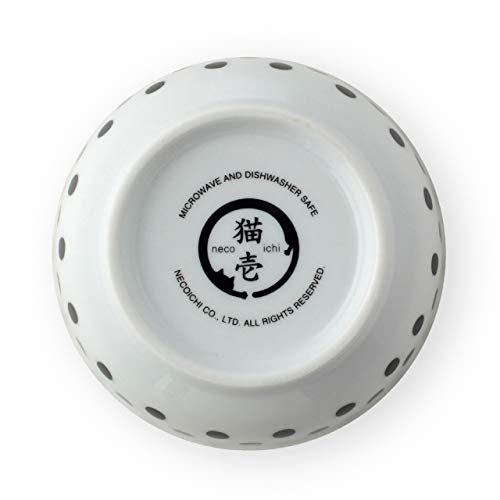 Necoichi Cat Food Bowl & Water Bowl - Shallow Wide Cute Cats Dish - Prevents Neck & Whisker Fatigue - Dishwasher & Microwave Safe - No Spill Ceramic Cat Bowl for Indoor Cats & Kittens (Dots Style) - color: Dots