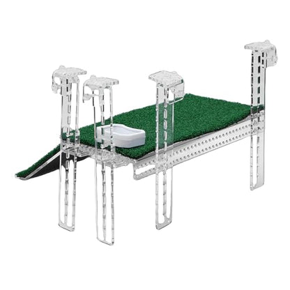 Turtle Bathing Platform with Non-slip Grass Surface for Stable Climbing Ramp for Aquarium
