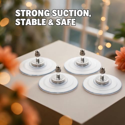 Cat Window Perch Suction Cup Replacement Accessories Clear Strong Suction Cup with Stainless Steel Screw Nuts, Set of 4 (Clear Silver)
