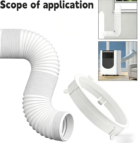 5.9 Inch Portable Air Conditioner Hose Connector, Comes with Threaded Adapter for Repairing Broken AC Hoses, PVC Replacement Adapter for Round Plug-In Exhaust Port
