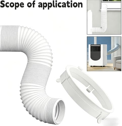 5.9 Inch Portable Air Conditioner Hose Connector, Comes with Threaded Adapter for Repairing Broken AC Hoses, PVC Replacement Adapter for Round Plug-In Exhaust Port