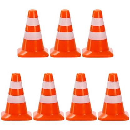 ZEAYEA 30 Pcs Mini Plastic Traffic Cones, 1.4 inch Training Roadblock Cones Traffic Signs, Mini Road Safety Cones for Micro Landscape Sand Table Engineering Construction Road Cones Model