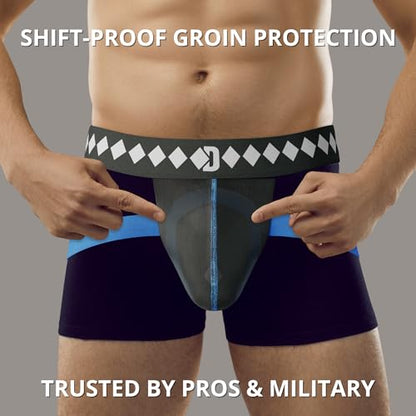 Diamond MMA Four-Strap Jock Strap Supporter with Built-in Athletic Cup Pocket for Sports