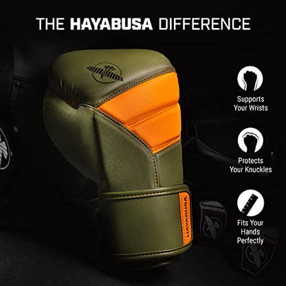 Hayabusa T3 Boxing Gloves - Sparring - color: Green/Orange, size: 12oz