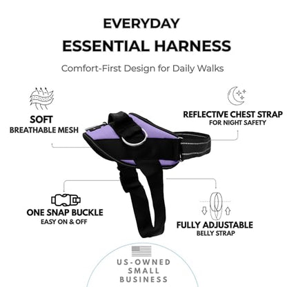 ShawnCo Essential Dog Harness, No-Pull Pet Vest (ICY Lilac,M) - color: Icy Lilac, size: Medium