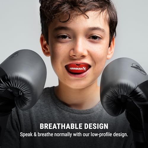 Hayabusa Combat Sports Mouth Guard Youth, Kids and Adult Sizes Comes with Case - Red/Black, Youth - color: Red/Black, size: Youth