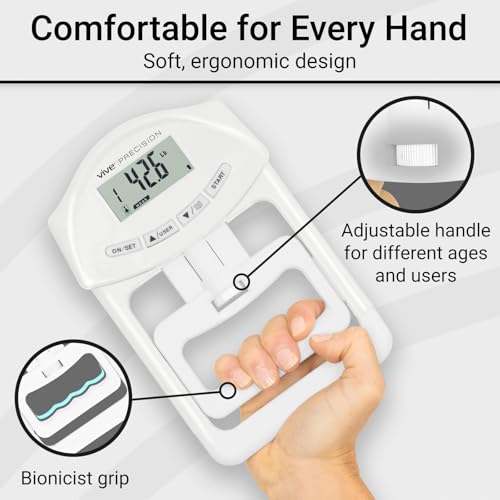 Vive Precision Grip Strength Tester - Hand Grip Dynamometer - Handheld