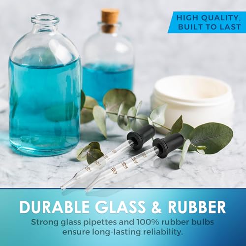 MEDca Eye Dropper - (Pack of 2) Bent & Straight Tip Calibrated Glass Medicine Droppers for Medications or Essential Oils Dropper for Accurate Easy Dose and Measurement (1 mL Capacity)