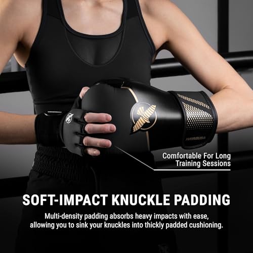 Hayabusa Sport Boxing Gloves - Dual-Splinted - color: Black / Gold, size: 14oz