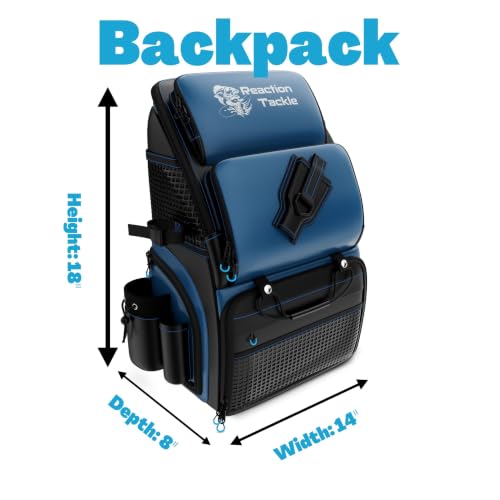 Reaction Tackle Saltwater Fishing Tackle Bags, Water Resistant 1000D PVC Tackle Box Bag with Removable Dividers, Fits 3600 and 3700 Trays, Backpack - size: Backpack