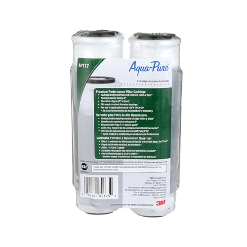 Aqua-Pure AP117 3M Whole House Standard Sump Replacement Water Filter Drop-in Cartridge, 5541731 (2-pack) - style: AP117 (2-pack), 5 micron sediment and chlorine, taste and odor