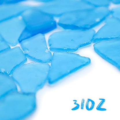 Large Caribbean Blue Sea Glass Pieces for Crafts, 31 oz Non-Dyed Frosted Glass, 1.2–2 in Beach Glass Look for Christmas Tree DIY, Wreath Decor, Vase Filler, Centerpieces & Coastal Decor