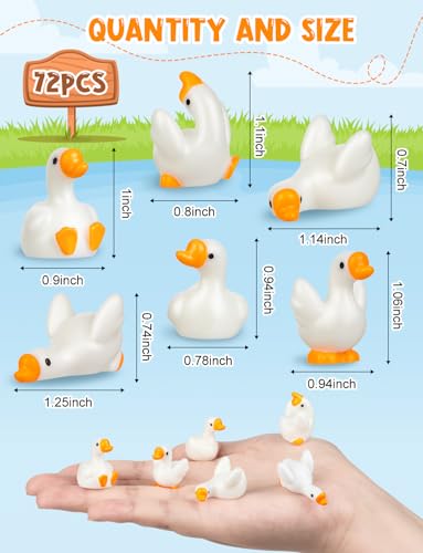 72pcs Mini Resin Goose Figurines, Tiny Animal Figurine Bulk, Small Desk Goose Decor for Garden Lawn Yard Micro Landscape Aquarium Potted Ornament DIY Craft - style: Goose72Pcs