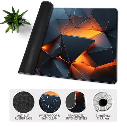35.4 x 15.7 in, XXL Large Mouse Pad for Desk, Extended Keyboard Mouse Mat for Computer Office, Big Mouse pad with Stitched Edges, Gaming Pc-Abstract Lines on a Black - color: Abstract Space Tearing