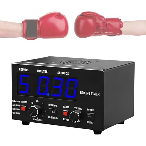 Classic Boxing Interval Timer,Professional Gym Timer w/LED Display,Boxing Fitness Timers,Selectable Training Time and Cycle Repetitions, Sound Adjustable (Blue) - color: Blue