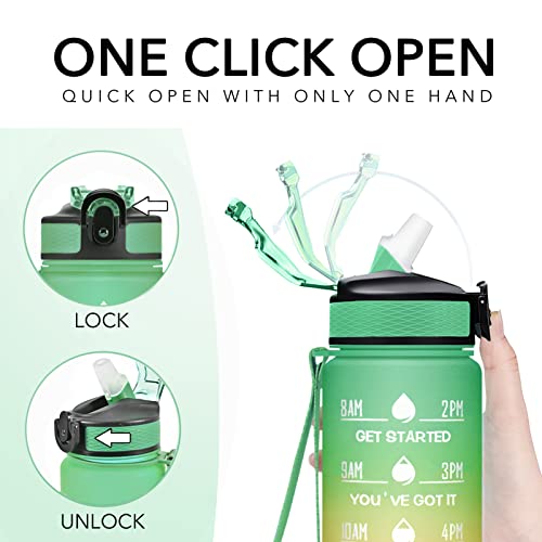 Hyeta Water Bottle with Straw & Time Marker, Plastic 32oz Leakproof - color: Signal Lights