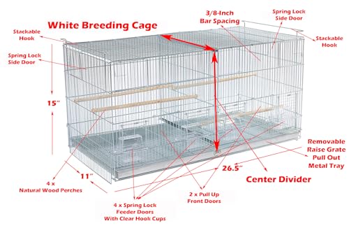 LOT of Stackable Breeder Bird Flight Cage with Removable Center Divider and Breeding Nest Box Doors with Removable Rolling Stand