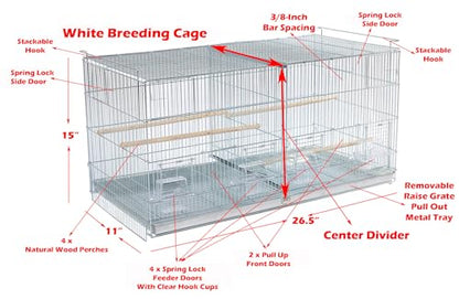 LOT of Stackable Breeder Bird Flight Cage with Removable Center Divider and Breeding Nest Box Doors with Removable Rolling Stand