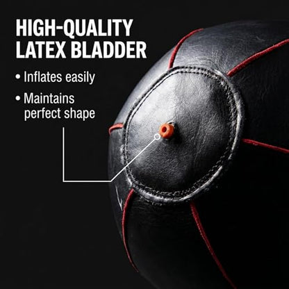 Amber Fight Gear Leather Boxing Punching Speed Bag | Genuine leather shell, welted triple-stitched seams, latex inner bladder, black finish, 4 size options from XS to Large - size: Small (6"x9")