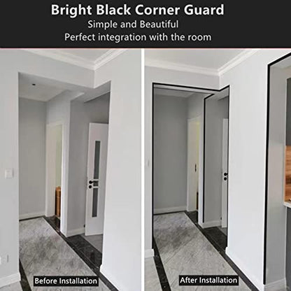 Aluminium Alloy Metal Corner Guards 10 Pcs Wall Corner Protector 1.2" x 1.2" x 48" Wall Corner Protection Decoration Black Pack of 10 Corner Guards 20 Ga/1 mm Thickness