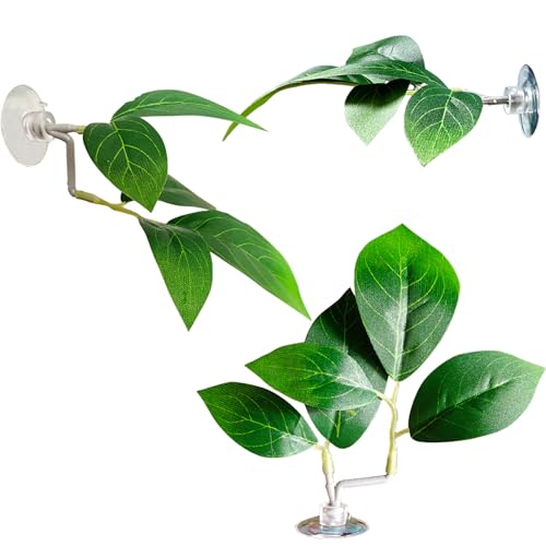 Fish Leaf Pad Fish Tank Accessories Aquarium Décor Simulating 3 pcs Adjustable Plastic Plants Betta Natural Habitat Playing Spawn Breed Rest Bed with Suction Cup Multi Leaf Design (3)
