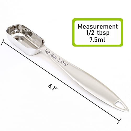 2PCS 1/2Tablespoon (1.5tsp, 7.5ml) Single Measuring Spoon, Individual Stainless Steel Long Handle Measure Teaspoon Only - size: 1/2tbsp|1.5tsp|7.5ml|1/4oz