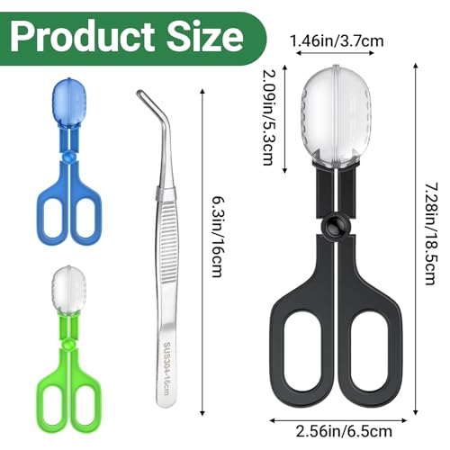 Reptile Feeding Clamp, 4 PCS Reptile Feeding Tongs Plastic Reptiles Poop Scoop for Gecko Turtle Lizard Frog Snake and Other Small Animals